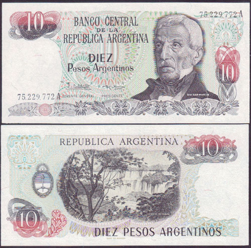 1983-84 Argentina 10 Pesos (Unc) L001755